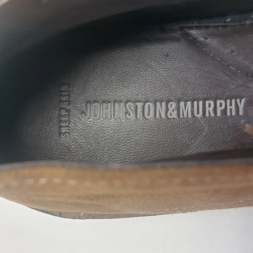 JOHNSTON & MURPHY Runnell Chukka Camel Brown Sheep Skin Shoes Size 8.5M